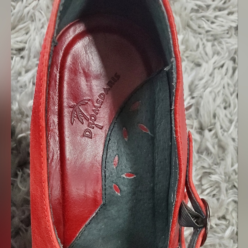 Dromedaris Red Mary Jane Heeled Loafers Size 9 - Picture 4 of 7